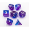 Blue/Purple Set of 7 Aurora Polyhedral Dice with White Numbers