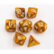 Gold Set of 7 Marbled Polyhedral Dice with White Numbers for D20 based RPG's