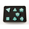Green Turquoise Set of 7 Gemstone Polyhedral Dice with Gold Numbers