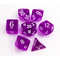 Purple Set of 7 Transparent Polyhedral Dice with White Numbers