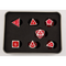 Red Shadow Set of 7 Metal Polyhedral Dice with Silver Numbers