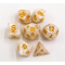 White Set of 7 Marbled Polyhedral Dice with Gold Numbers